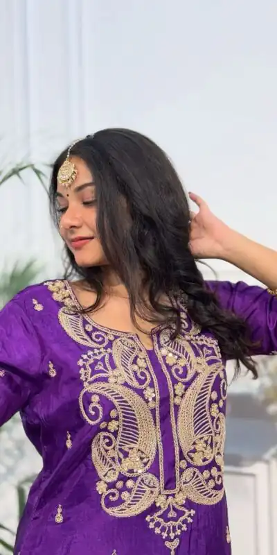 BE 352 Purple Color Chinon Cording Sequence Embroidery Work Salwar Suit Casual, Wedding, Festive, Events . Expected Delivery  4-6 Working Days @1699/- only      | Jump Suits, Salwar suit, Designer Suits, Casual Suits, Creative suits, Palazzo Suits, Party Wear Suits, Patiala Suits, Straight Suits