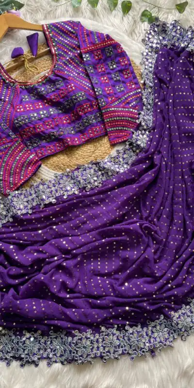 DF 3453 Purple Color Faux Georgette 5mm Sequence Work Casual, Wedding, Festive, Events . Expected Delivery  4-6 Working Days @2099/- only                                                                                | Sarees, Bollywood Sarees, Creative Sarees, Designer Sarees, Embroidered Sarees, Ethnic Saree, Modern Digital sarees, Party Wear Sarees