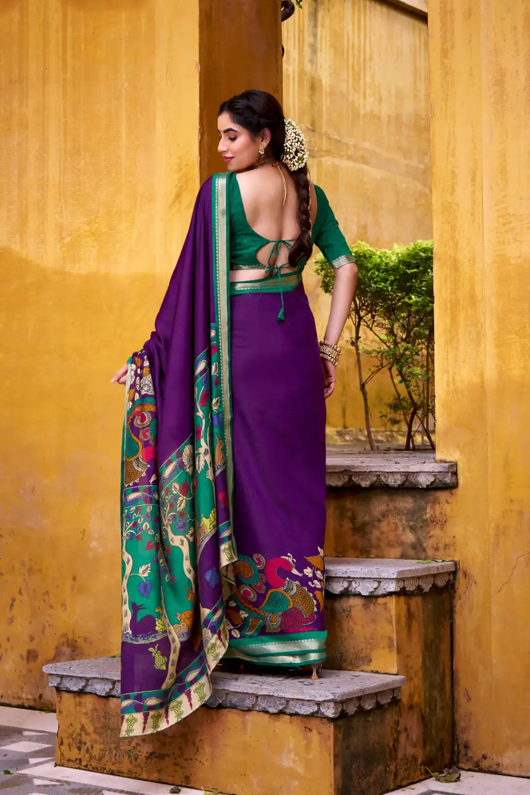 YNF 7048 Purple Color Polyester Chanderi Kalamkari Weaving Work Saree Casual, Wedding, Festive, Events . Expected Delivery  4-6 Working Days @1499/- only                                | Sarees, Bollywood Sarees, Creative Sarees, Designer Sarees, Embroidered Sarees, Ethnic Saree, Modern Digital sarees, Party Wear Sarees