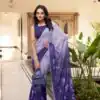 YNF 7038 Purple Color Weightless Marbal Floral Printed Lace Border Saree Casual, Wedding, Festive, Events . Expected Delivery  4-6 Working Days @1549/- only                                                                                | Sarees, Bollywood Sarees, Creative Sarees, Designer Sarees, Embroidered Sarees, Ethnic Saree, Modern Digital sarees, Party Wear Sarees