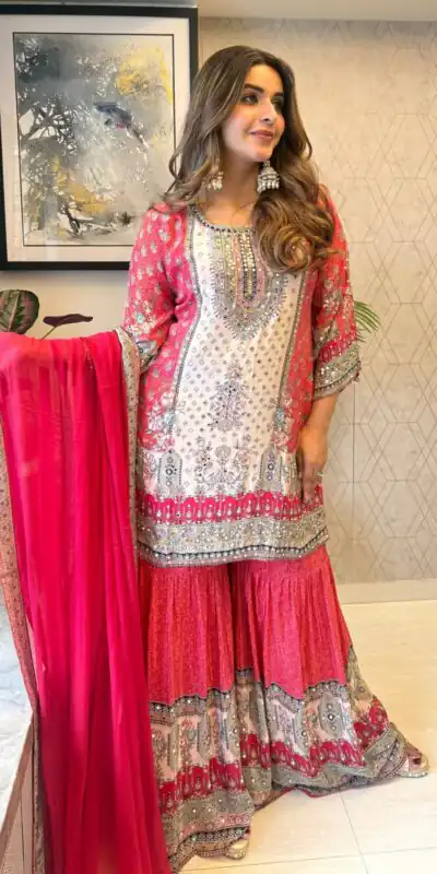 BE 387 Red Color Chinon Printed With Real Mirror Work Salwar Suit Casual, Wedding, Festive, Events . Expected Delivery  4-6 Working Days @1899/- only      | Jump Suits, Salwar suit, Designer Suits, Casual Suits, Creative suits, Palazzo Suits, Party Wear Suits, Patiala Suits, Straight Suits