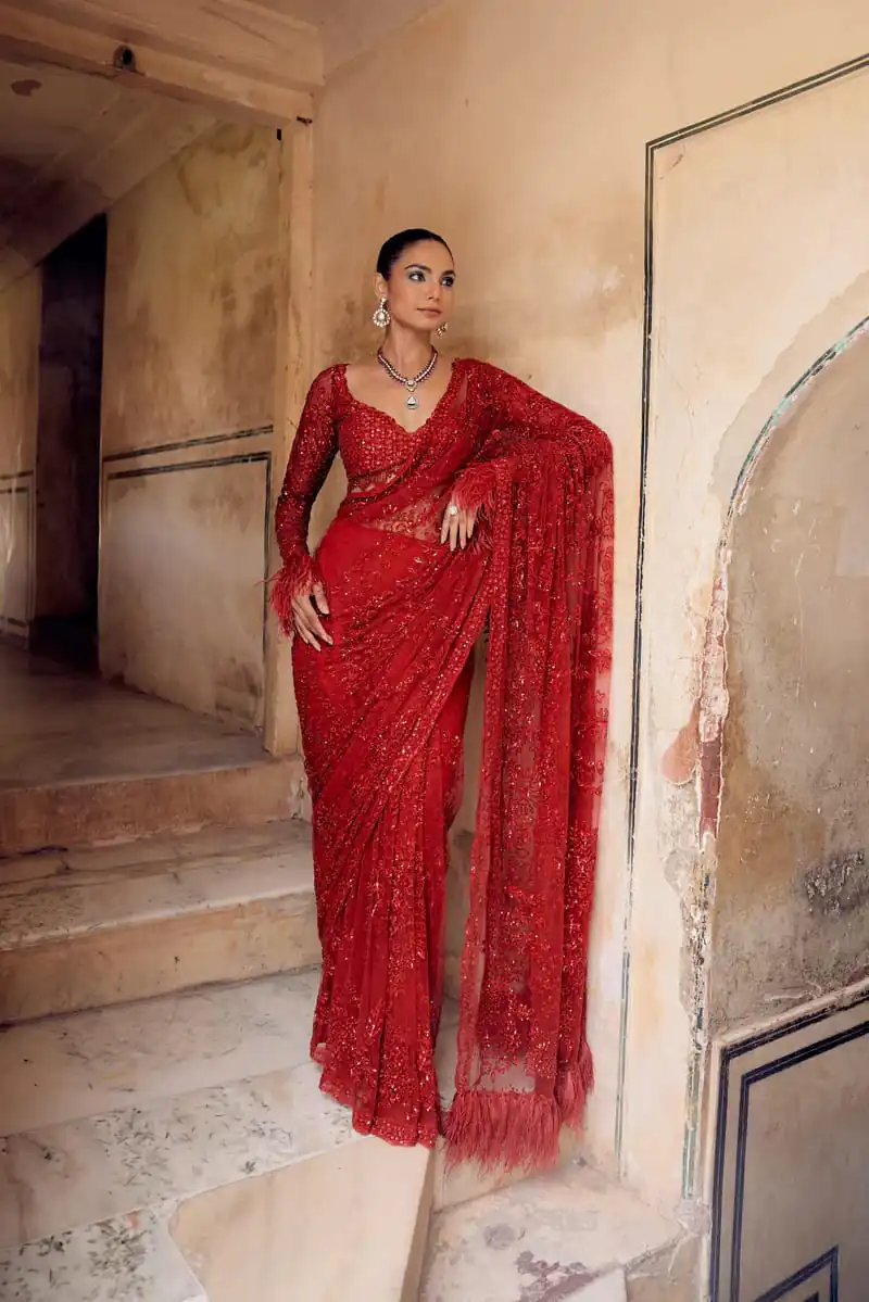 DF 3461 Red Color Butterfly Net 5mm Sequins Embroidery work Saree Saree Casual, Wedding, Festive, Events . Expected Delivery  4-6 Working Days @1799/- only                                                                                | Sarees, Bollywood Sarees, Creative Sarees, Designer Sarees, Embroidered Sarees, Ethnic Saree, Modern Digital sarees, Party Wear Sarees