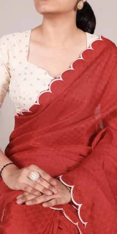 YNF 7105 Red Color Gadhawal Chex Arca Work Saree Casual, Wedding, Festive, Events . Expected Delivery  4-6 Working Days @1599/- only                                                                                | Sarees, Bollywood Sarees, Creative Sarees, Designer Sarees, Embroidered Sarees, Ethnic Saree, Modern Digital sarees, Party Wear Sarees