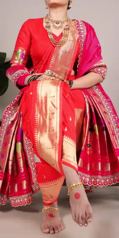 YNF 7407 Red Color Jacquard Silk Paithani Zari Weaving Work Saree Casual, Wedding, Festive, Events . Expected Delivery  4-6 Working Days @3349/- only                                                                                | Sarees, Bollywood Sarees, Creative Sarees, Designer Sarees, Embroidered Sarees, Ethnic Saree, Modern Digital sarees, Party Wear Sarees