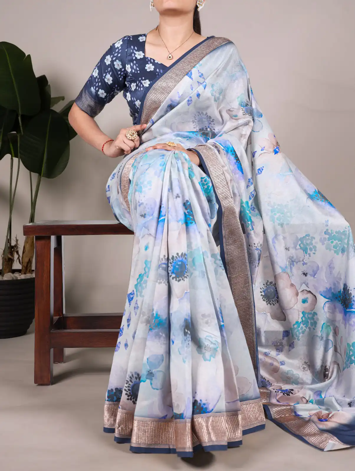 YNF 7024 Sky Blue Color Tussar Silk With Viscose Floral Printed Saree Casual, Wedding, Festive, Events . Expected Delivery  4-6 Working Days @1699/- only                                                                                | Sarees, Bollywood Sarees, Creative Sarees, Designer Sarees, Embroidered Sarees, Ethnic Saree, Modern Digital sarees, Party Wear Sarees