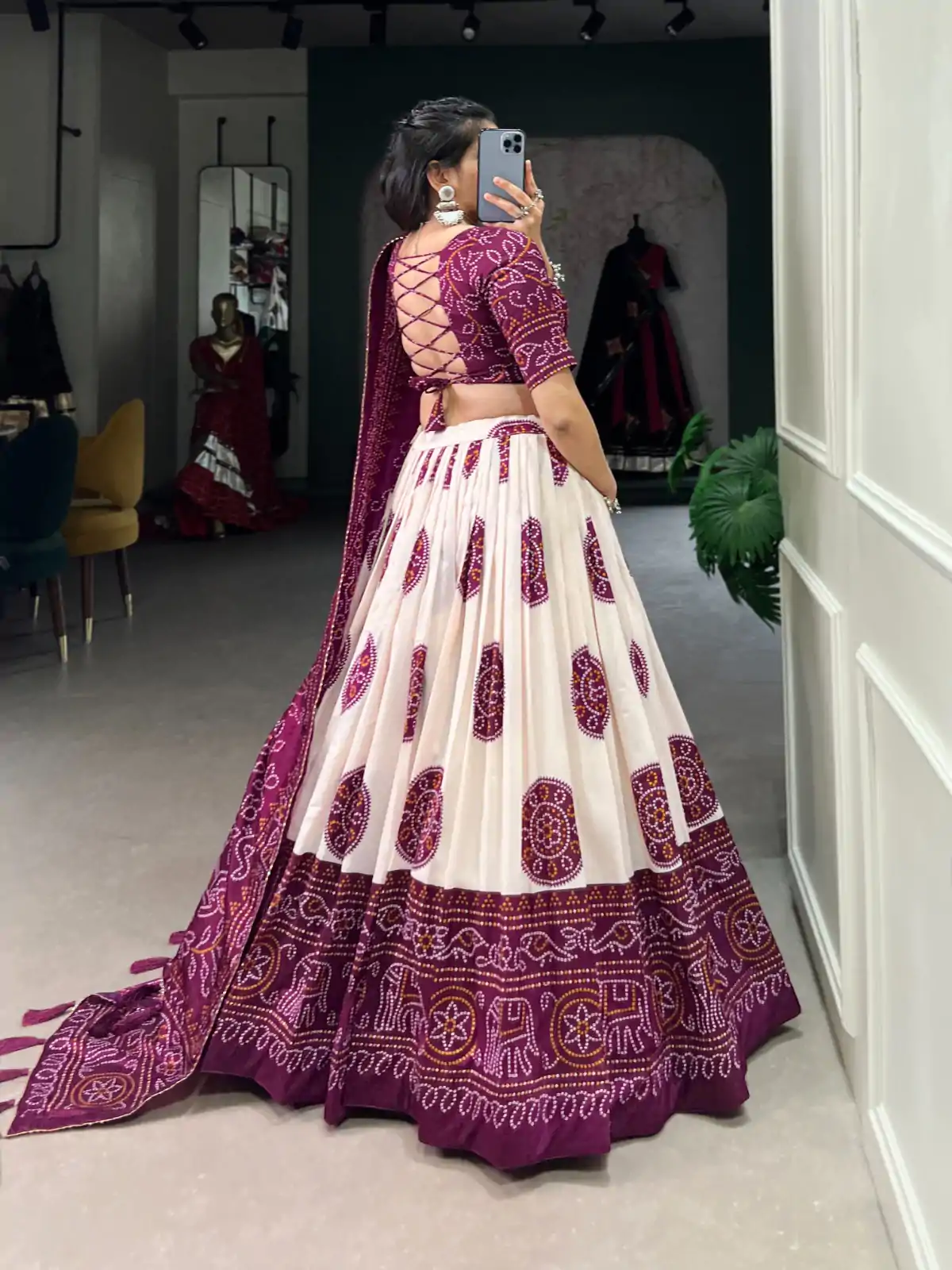 LNB 1229 Wine Color Tasar Silk Bandhej Print Lehenga Choli Wedding, Party, Festive, Events Etc. Delivery 4-6 Working Days Rs 2249 | Lehenga, Bollywood Lehenga, Creative Lehenga, Designer Lehenga, Embroidered Lehenga, Party Wear Lehenga