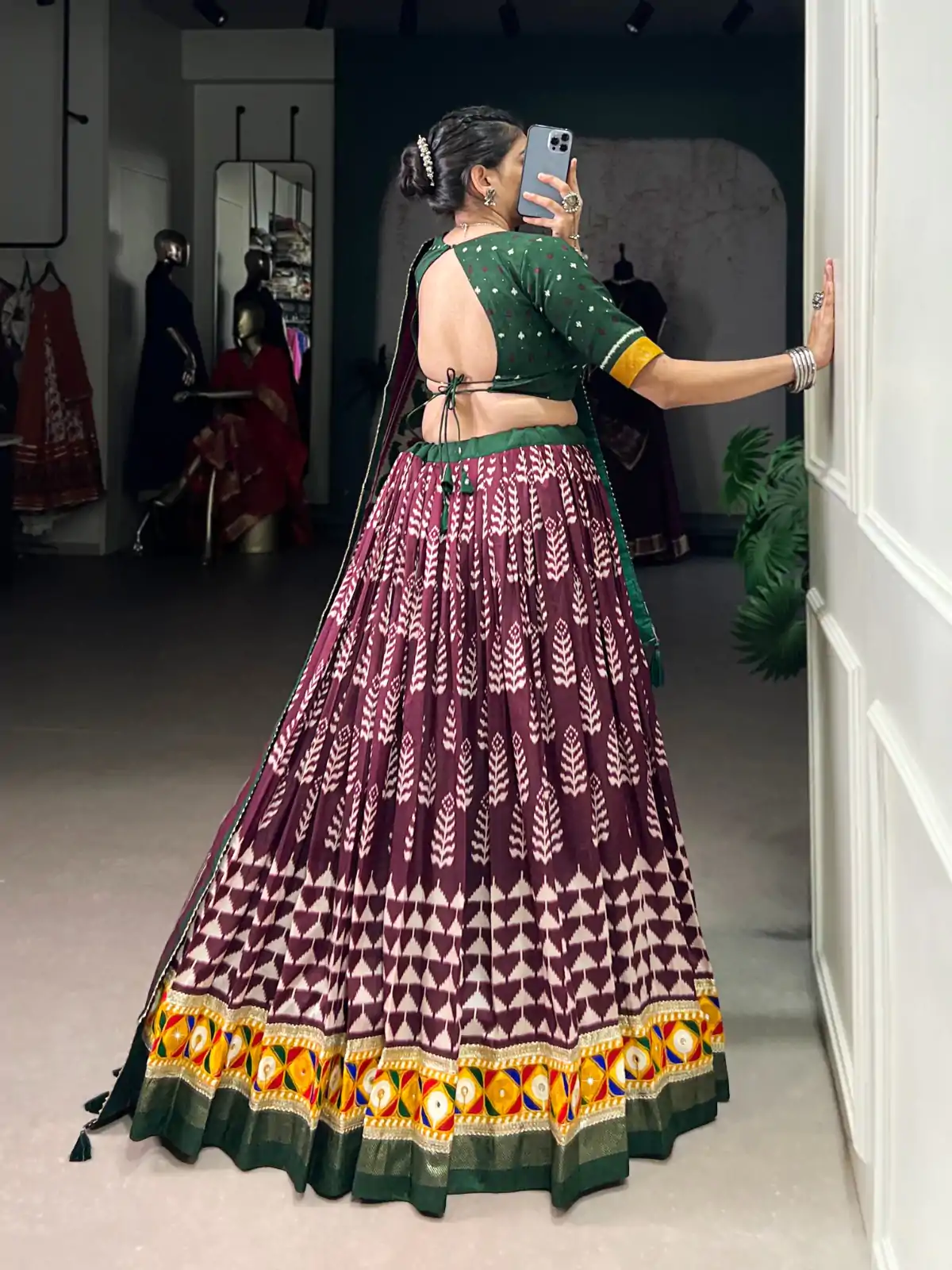 LNB 1732 Wine Color Tasar Silk Print Foil Work Real Mirror Gamthi Work Lehenga Choli Wedding, Party, Festive, Events Etc. Delivery 4-6 Working Days Rs 2999 | Lehenga, Bollywood Lehenga, Creative Lehenga, Designer Lehenga, Embroidered Lehenga, Party Wear Lehenga