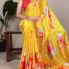 YNF 7054 Yellow Color Satin Silk Floral Printed Saree Casual, Wedding, Festive, Events . Expected Delivery  4-6 Working Days @1549/- only                                                                                | Sarees, Bollywood Sarees, Creative Sarees, Designer Sarees, Embroidered Sarees, Ethnic Saree, Modern Digital sarees, Party Wear Sarees