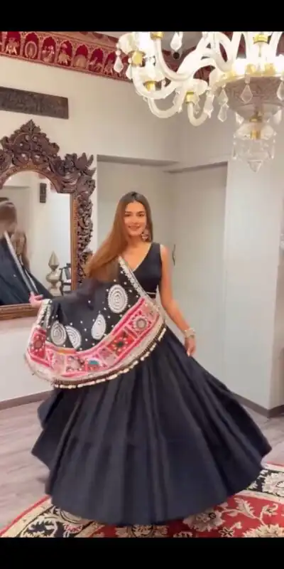 BE 393 Black Crape Silk Lehenga Choli Perfect for Wedding, Party, Engagement, Anniversary, Traditional Day Get it for ₹1999. Delivery 4-6 Working | Lehenga, Bollywood Lehenga, Creative Lehenga, Designer Lehenga, Embroidered Lehenga, Party Wear Lehenga