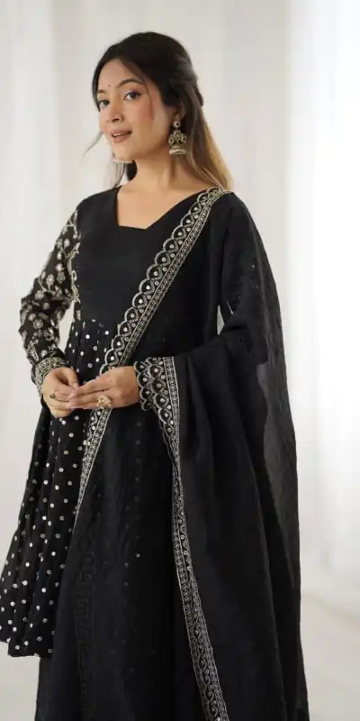 ZSR 3134 Black Crunchy Silk Salwar Suit Perfect for Wedding, Party, Sangeet, Anniversary, Housewarming Introductory Price ₹2399. Delivery 4-6 | Jump Suits, Salwar suit, Designer Suits, Casual Suits, Creative suits, Palazzo Suits, Party Wear Suits, Patiala Suits, Straight Suits