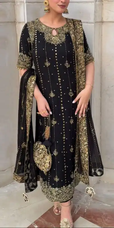 RTC 5923 Black Color Faux Georgette With Sequence Lace Work Salwar Suit Get it for ₹2049. Delivery 4-6 Working Days. Shop now. | Jump Suits, Tops & Bottoms, Track Suits, Trendy Wear, Salwar suit, Designer Suits, Casual Suits, Creative suits, Palazzo Suits, Party Wear Suits, Patiala Suits, Straight Suits