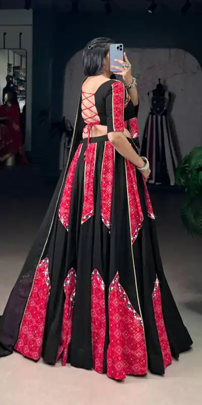 LNB 1683 Black Pure Rayon with Mirror Work & Gamthi Work Lehenga Choli . Introductory Price ₹3949. Delivery 4-6 Working Days. Shop now. | Lehenga, Bollywood Lehenga, Creative Lehenga, Designer Lehenga, Embroidered Lehenga, Party Wear Lehenga