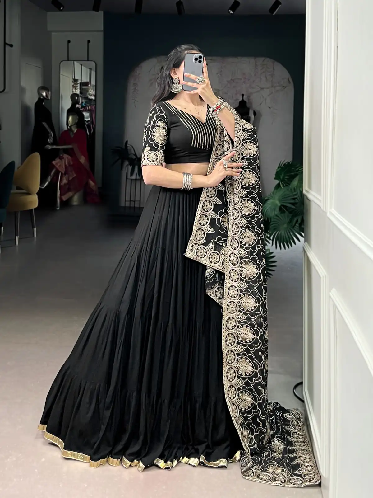 LNB 1691 Black Pure Rayon With Zari Work & Embroidery Work Lehenga Choli . Now at just ₹3699. Delivery 4-6 Working Days. Shop now. | Lehenga, Bollywood Lehenga, Creative Lehenga, Designer Lehenga, Embroidered Lehenga, Party Wear Lehenga