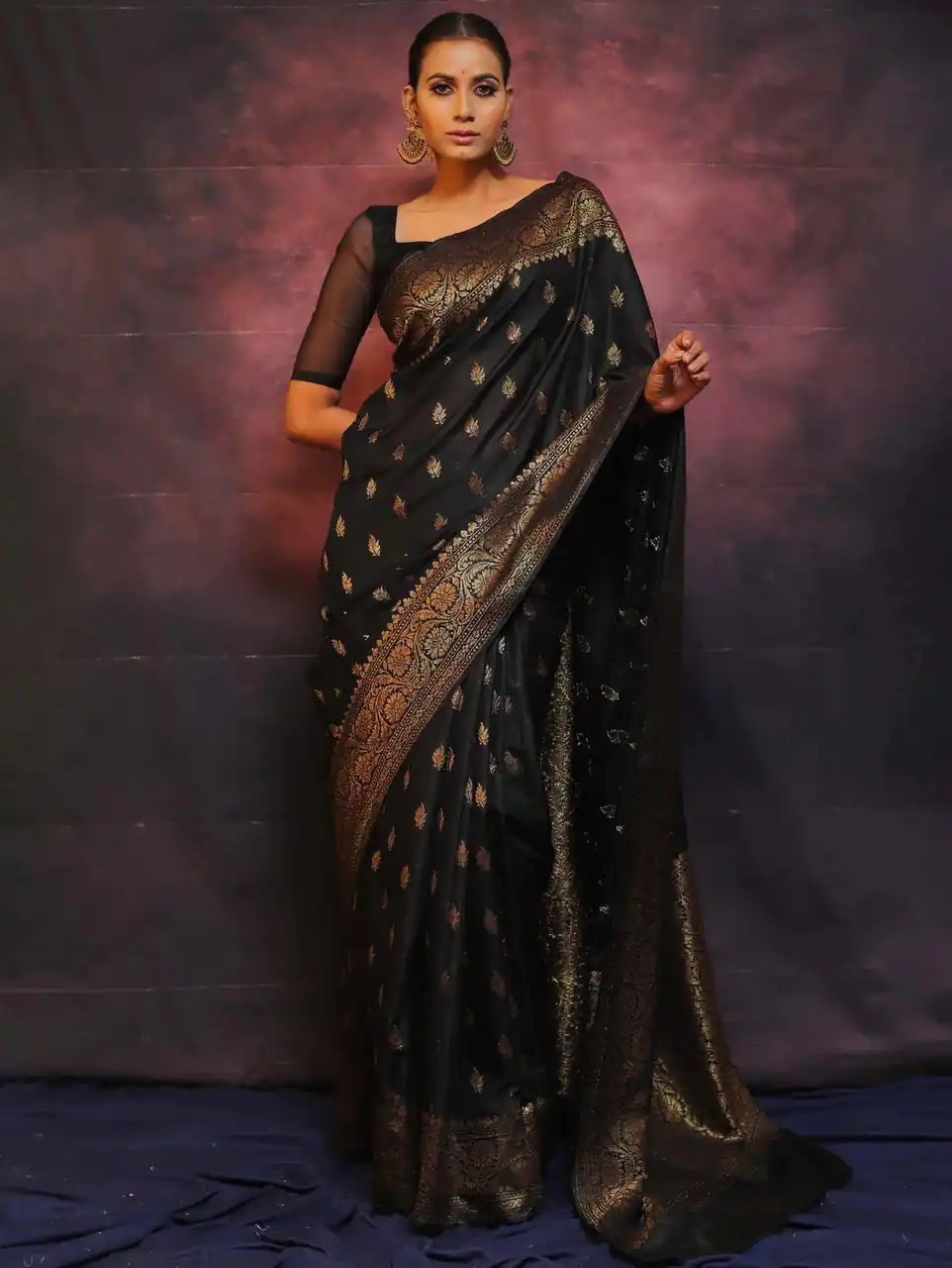 KP 6010 Black Soft Lichi Silk Jacquard Saree Perfect for Wedding, Party, Traditional Day, Family Gatherings, Sangeet . Grab it for ₹1349. Delivery 4-6 W | Sarees, Bollywood Sarees, Creative Sarees, Designer Sarees, Embroidered Sarees, Ethnic Saree, Modern Digital sarees, Party Wear Sarees