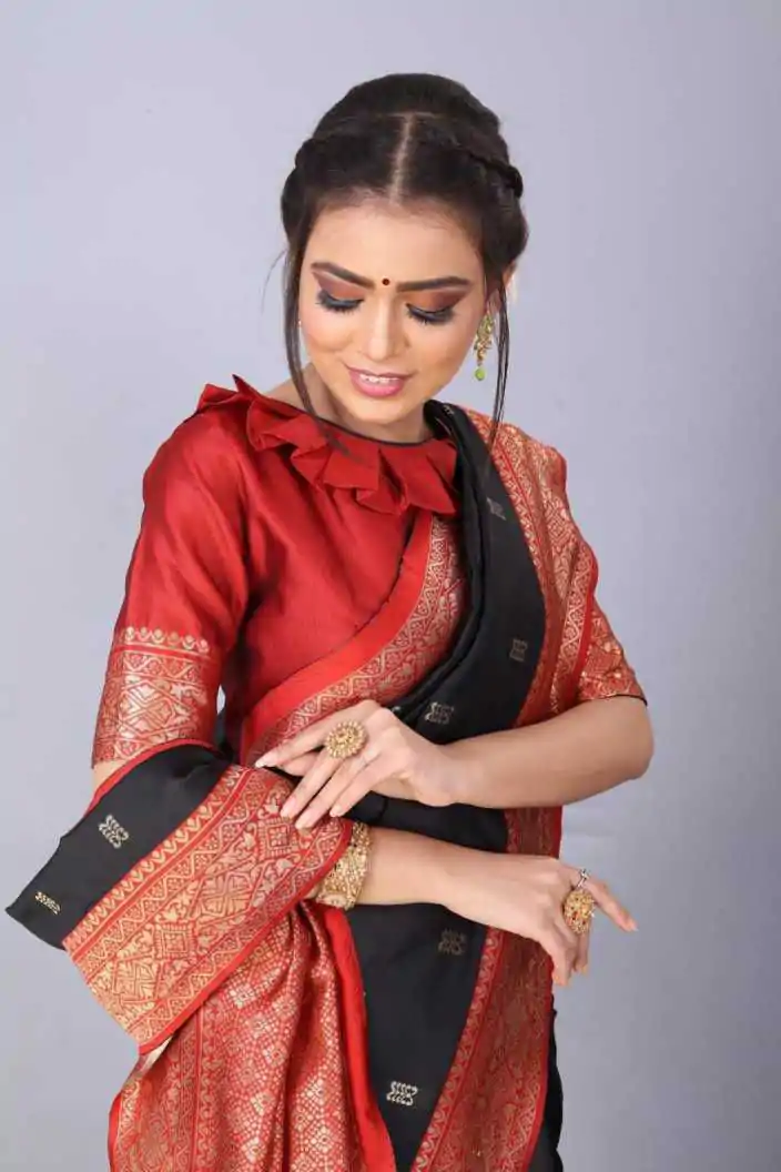 KP 3032 Black  Color Soft Lichi Silk Jacquard On All Over Saree Casual, Party Wear, Wedding, Events Etc. Expected Delivery 4-6 Working Days @1449/- | Sarees, Bollywood Sarees, Creative Sarees, Designer Sarees, Embroidered Sarees, Ethnic Saree, Modern Digital sarees, Party Wear Sarees