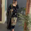 Black Viscose Velvet Embroidery Work Salwar Suit