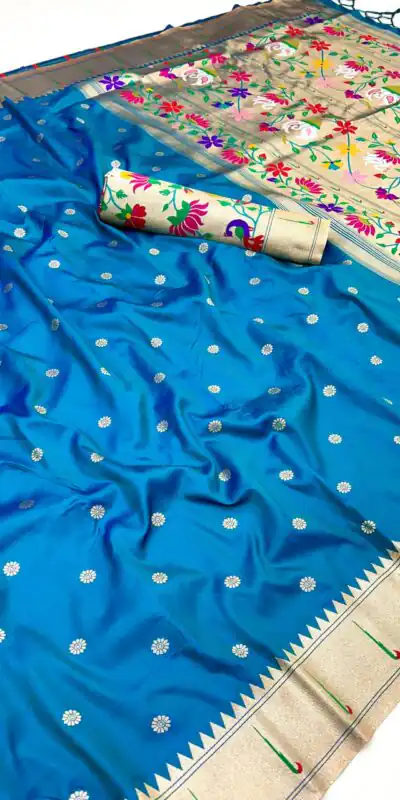 MB 150 Blue A Pethani silk Saree Perfect for Wedding, Party, Baisakhi, Reception, Traditional Day – . Affordable Price ₹2549. Delivery 4-6 Working | Sarees, Bollywood Sarees, Creative Sarees, Designer Sarees, Embroidered Sarees, Ethnic Saree, Modern Digital sarees, Party Wear Sarees