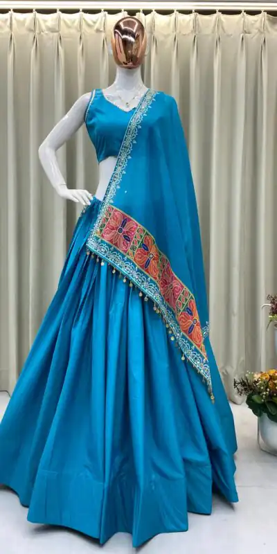 BE 393 Blue Crape Silk Lehenga Choli Perfect for Wedding, Party, Engagement, Anniversary, Traditional Day Get it for ₹1999. Delivery 4-6 Working | Lehenga, Bollywood Lehenga, Creative Lehenga, Designer Lehenga, Embroidered Lehenga, Party Wear Lehenga