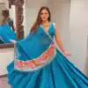 Blue Crape Silk Mirror Work Lehenga Choli