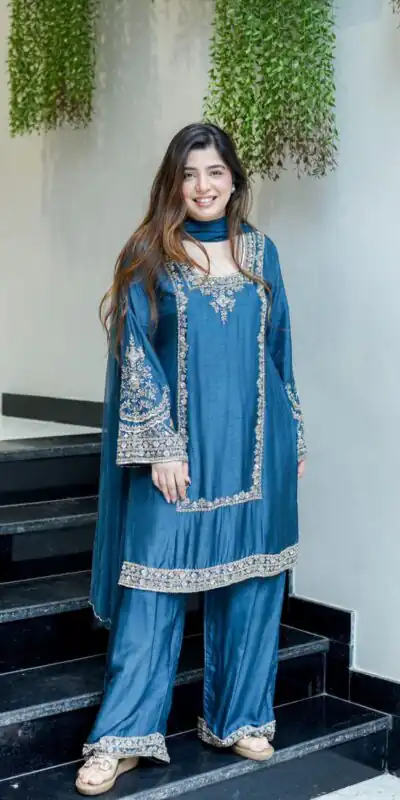 ZSR 3138 Blue German Chiffon With Embroidery Work with Full Sleeve Salwar Suit Wedding, Party, Festive, Events,Now at just ₹1949. Delivery 4-6 Worki | Jump Suits, Salwar suit, Designer Suits, Casual Suits, Creative suits, Palazzo Suits, Party Wear Suits, Patiala Suits, Straight Suits