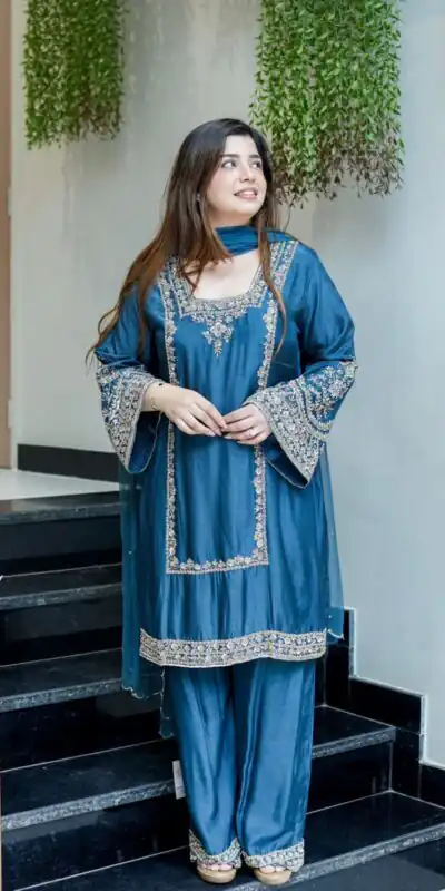 ZSR 3138 Blue German Chiffon With Embroidery Work with Full Sleeve Salwar Suit Wedding, Party, Festive, Events,Now at just ₹1949. Delivery 4-6 Worki | Jump Suits, Salwar suit, Designer Suits, Casual Suits, Creative suits, Palazzo Suits, Party Wear Suits, Patiala Suits, Straight Suits