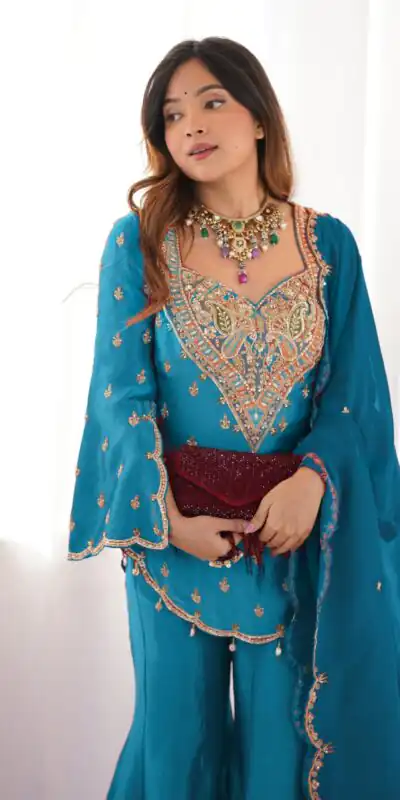 NSR 852 Blue Simar Silk With Embroidery Work with Full Sleeve Salwar Suit in . Now at just ₹2099. Delivery 4-6 Working Days. Shop n | Jump Suits, Salwar suit, Designer Suits, Casual Suits, Creative suits, Palazzo Suits, Party Wear Suits, Patiala Suits, Straight Suits