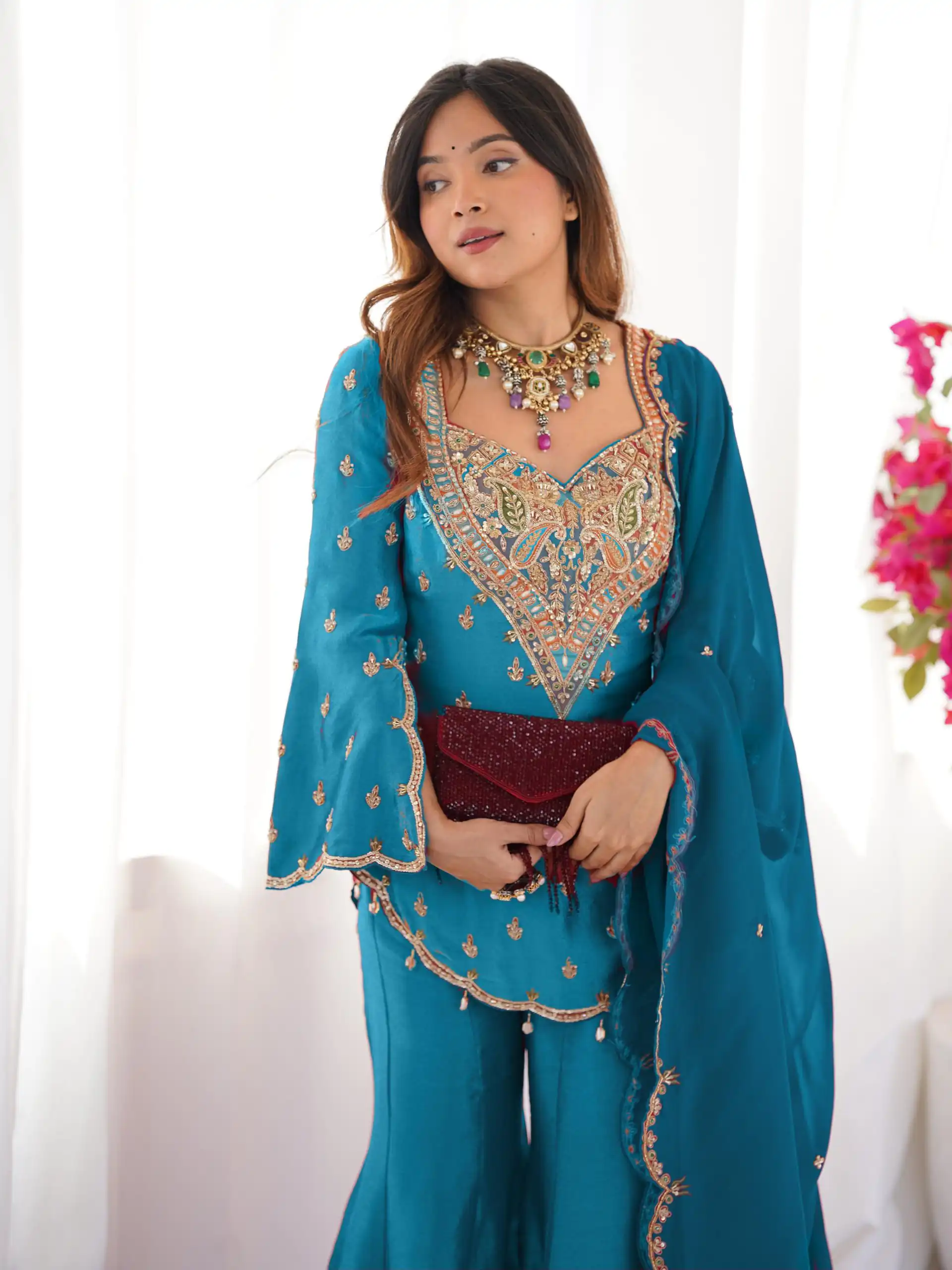 NSR 852 Blue Simar Silk With Embroidery Work with Full Sleeve Salwar Suit in . Now at just ₹2099. Delivery 4-6 Working Days. Shop n | Jump Suits, Salwar suit, Designer Suits, Casual Suits, Creative suits, Palazzo Suits, Party Wear Suits, Patiala Suits, Straight Suits
