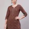 INLI Blush 2.0 Dark Red Cotton Printed Designer Work Kurti in . Wedding, Party, Festive, Events, Special Price ₹1269. Delivery 4-6 Working Days. Shop now. | Kurti, Bollywood Kurti, Creative Kurtis, Designer Kurti, Party Wear Kurti, Selfie Kurti