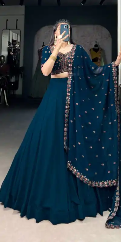 LNB 1416 Firozi Color Georgette Plain Lehenga Choli Wedding, Party, Festive, Events Etc. Delivery 4-6 Working Days Rs 3999 | Lehenga, Bollywood Lehenga, Creative Lehenga, Designer Lehenga, Embroidered Lehenga, Party Wear Lehenga
