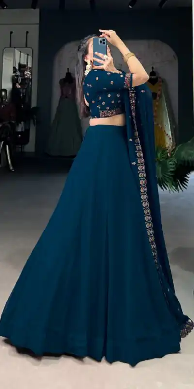 LNB 1416 Firozi Color Georgette Plain Lehenga Choli Wedding, Party, Festive, Events Etc. Delivery 4-6 Working Days Rs 3999 | Lehenga, Bollywood Lehenga, Creative Lehenga, Designer Lehenga, Embroidered Lehenga, Party Wear Lehenga