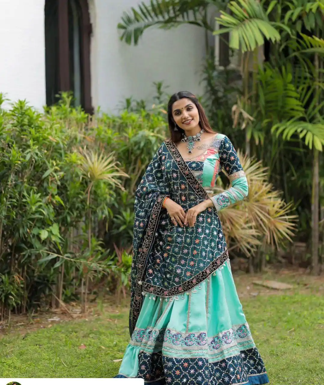 KF 1597 Firozi Silk with Cowrie Work & Embroidery Work Lehenga Choli . Grab it for ₹2599. Delivery 4-6 Working Days. Shop now. | Lehenga, Bollywood Lehenga, Creative Lehenga, Designer Lehenga, Embroidered Lehenga, Party Wear Lehenga