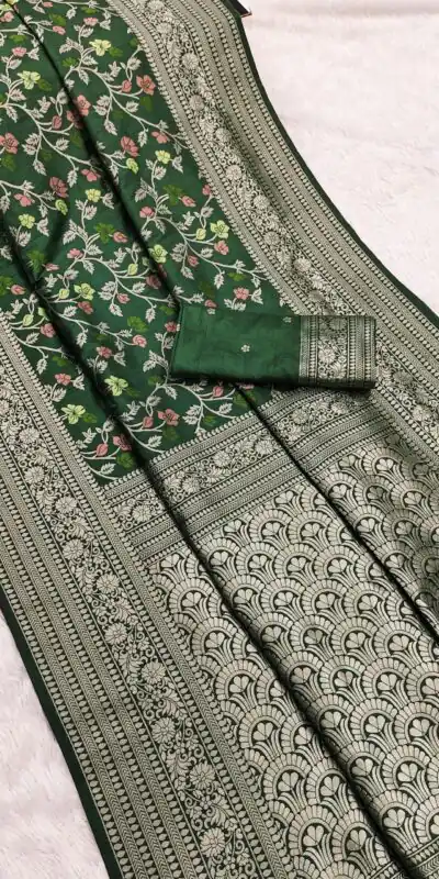 Green Khaddi Pashmina Zari Work Saree