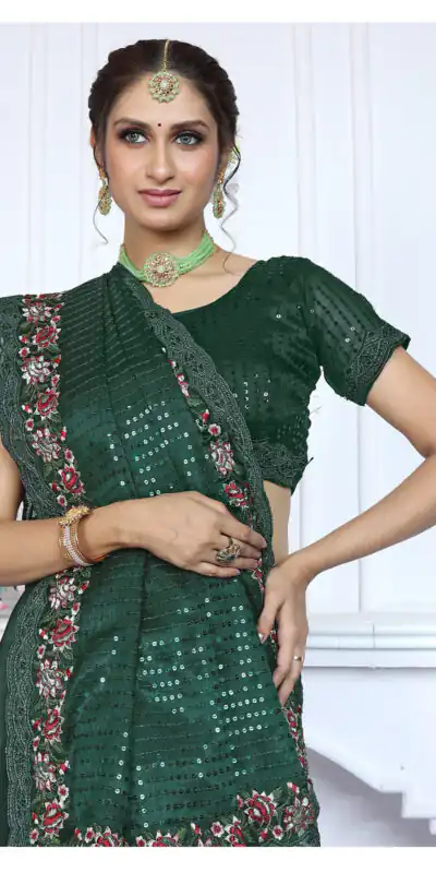 BT Sarangi Green Premium Jimmy cho Silk Saree with Embroidery Work & Zari Work. Exclusive Offer ₹2899. Delivery 4-6 Working Days. Shop now. | Sarees, Bollywood Sarees, Creative Sarees, Designer Sarees, Embroidered Sarees, Ethnic Saree, Modern Digital sarees, Party Wear Sarees
