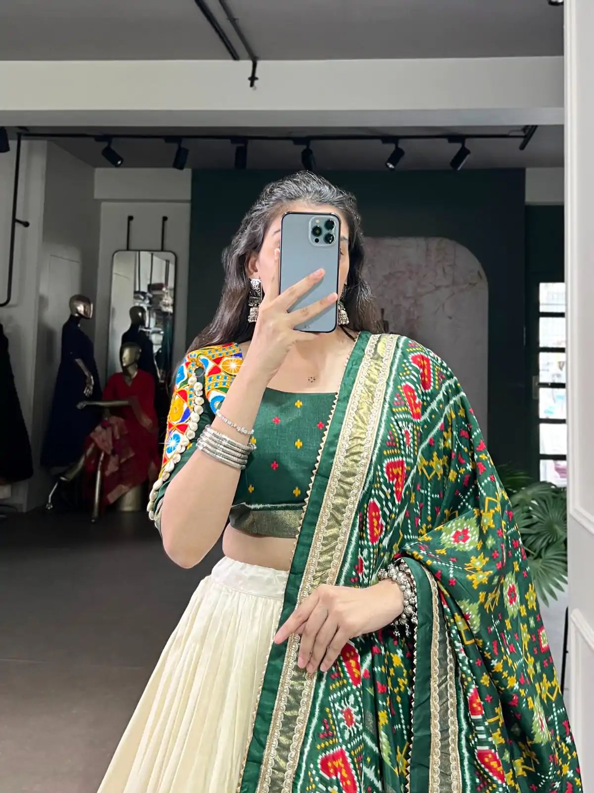 LNB 1735 Green in Tasar Silk Mirror Work & Gamthi Work Lehenga Choli . Get it for ₹2999. Delivery 4-6 Working Days. Shop now. | Lehenga, Bollywood Lehenga, Creative Lehenga, Designer Lehenga, Embroidered Lehenga, Party Wear Lehenga
