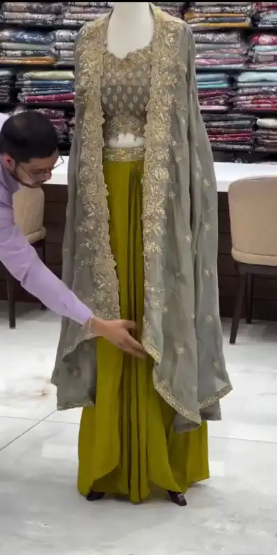 RTC 6493 Grey American Crep With Designer Work Dhoti Suit. Wedding, Party, Festive, Events Festive Deal ₹2149. Delivery 4-6 Working Days. Shop now. | Jump Suits, Tops & Bottoms, Track Suits, Trendy Wear, Salwar suit, Designer Suits, Casual Suits, Creative suits, Palazzo Suits, Party Wear Suits, Patiala Suits, Straight Suits