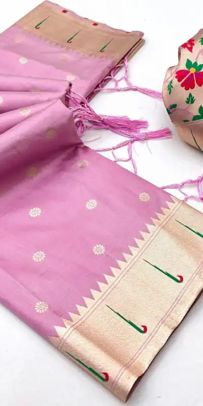 Lavender A Pethani Silk Lace Zari Work Saree