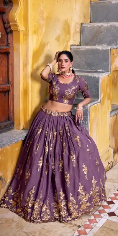 LNB 1451 Lavender Chocolate Crush with Embroidery Work & Sequins Work Lehenga Choli . Get it for ₹3499. Delivery 4-6 Working Days. Shop now. | Lehenga, Bollywood Lehenga, Creative Lehenga, Designer Lehenga, Embroidered Lehenga, Party Wear Lehenga