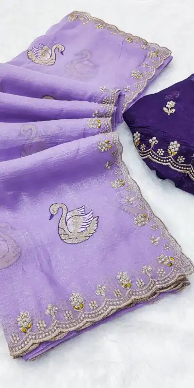 BT 1284 Lavender Crunchy Chiffon Saree Perfect for Wedding, Party, Ethnic Day, Ganesh Chaturthi, Sangeet . Best Price ₹1799. Delivery 4-6 Working Days | Sarees, Bollywood Sarees, Creative Sarees, Designer Sarees, Embroidered Sarees, Ethnic Saree, Modern Digital sarees, Party Wear Sarees