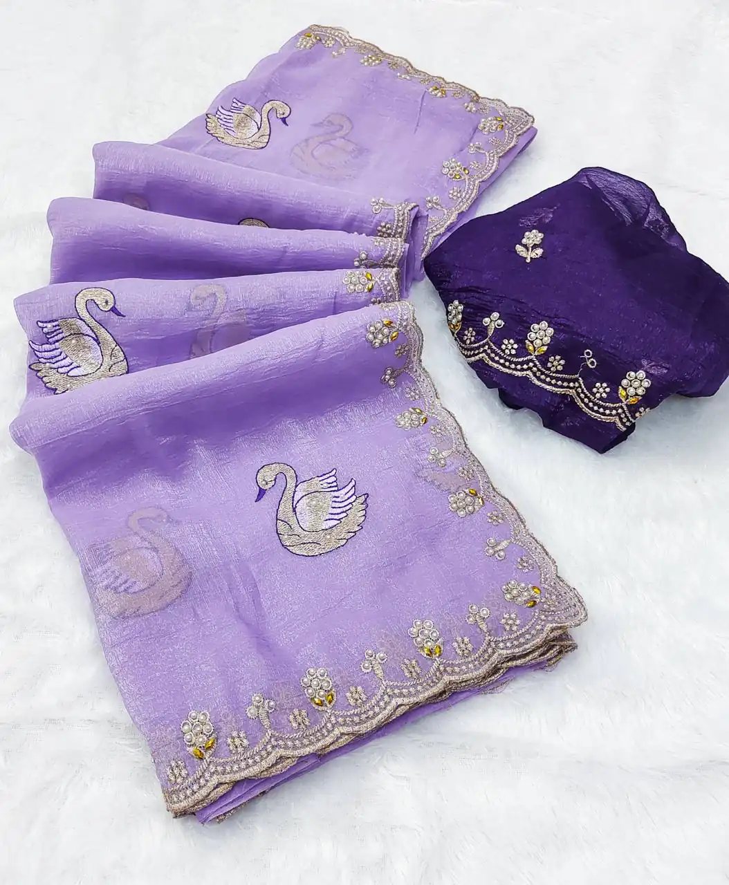BT 1284 Lavender Crunchy Chiffon Saree Perfect for Wedding, Party, Ethnic Day, Ganesh Chaturthi, Sangeet . Best Price ₹1799. Delivery 4-6 Working Days | Sarees, Bollywood Sarees, Creative Sarees, Designer Sarees, Embroidered Sarees, Ethnic Saree, Modern Digital sarees, Party Wear Sarees