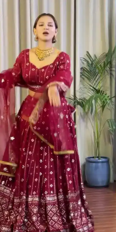 DC G88 Maroon Fox Georgette with Lace Work & Embroidery Work Lehenga Choli . Get it for ₹2099. Delivery 4-6 Working Days. Shop now. | Lehenga, Bollywood Lehenga, Creative Lehenga, Designer Lehenga, Embroidered Lehenga, Party Wear Lehenga