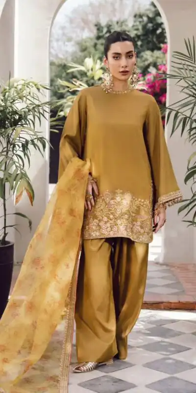 SSR 515 Mustard French Crep Silk With Embroidery Sequence Work with Digital Print & Lace Work Salwar Suit at ₹2099 only. Delivery 4-6 Days | Jump Suits, Salwar suit, Designer Suits, Casual Suits, Creative suits, Palazzo Suits, Party Wear Suits, Patiala Suits, Straight Suits