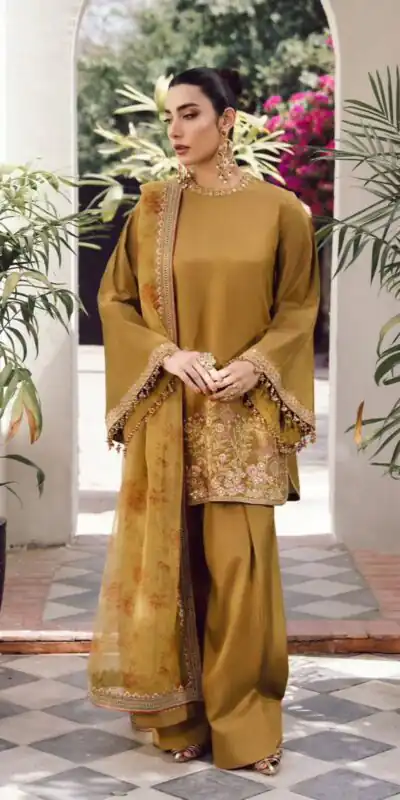SSR 515 Mustard French Crep Silk With Embroidery Sequence Work with Digital Print & Lace Work Salwar Suit at ₹2099 only. Delivery 4-6 Days | Jump Suits, Salwar suit, Designer Suits, Casual Suits, Creative suits, Palazzo Suits, Party Wear Suits, Patiala Suits, Straight Suits