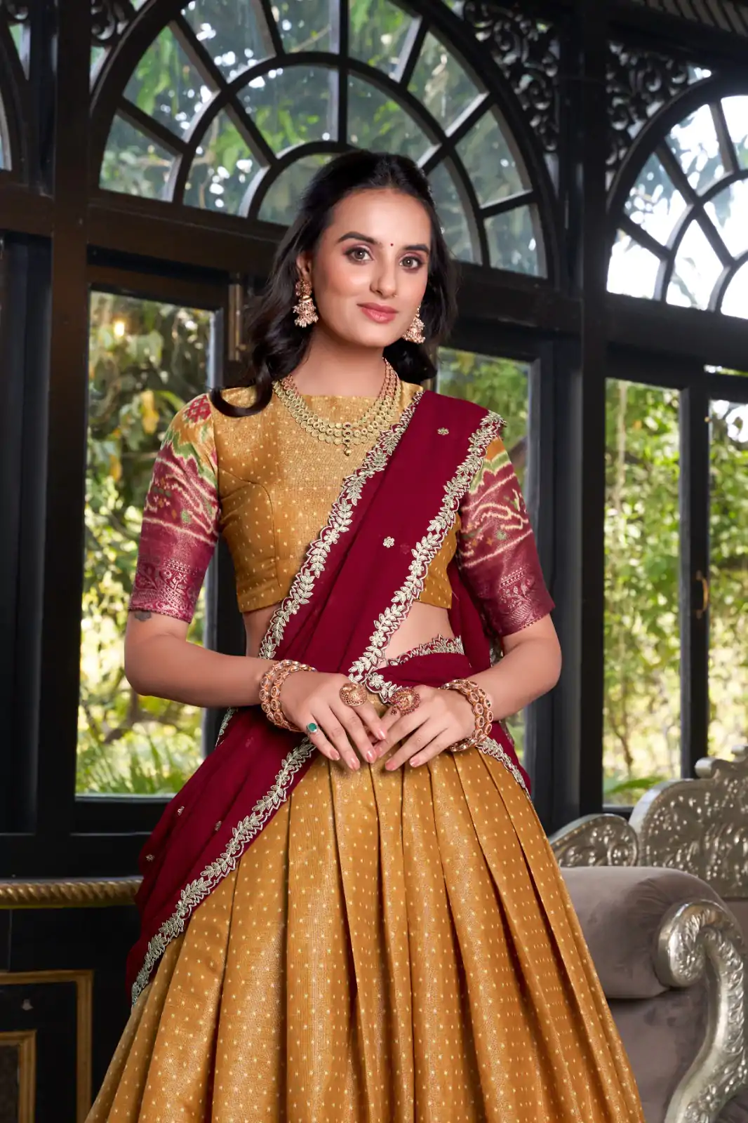 LNB 1240 Mustard Kanchipuram With Embroidery Work & Zari Work Lehenga Choli ₹2499 on Availablely. Delivery 4-6 Working Days. Shop now. | Lehenga, Bollywood Lehenga, Creative Lehenga, Designer Lehenga, Embroidered Lehenga, Party Wear Lehenga