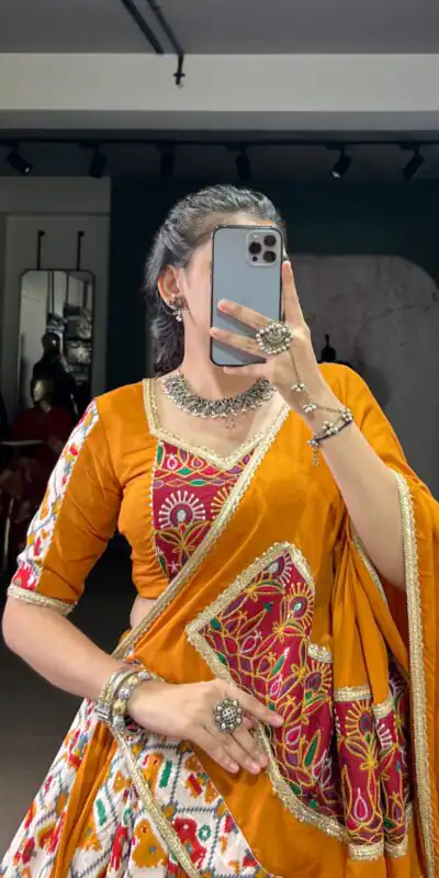 LNB 1685 Mustard Color Tussar Silk Patola Foil Printed Lehenga Choli Festive, Wedding, Party, Events Expected Etc. Delivery 4-6 Working Days @2199/- | Lehenga, Bollywood Lehenga, Creative Lehenga, Designer Lehenga, Embroidered Lehenga, Party Wear Lehenga