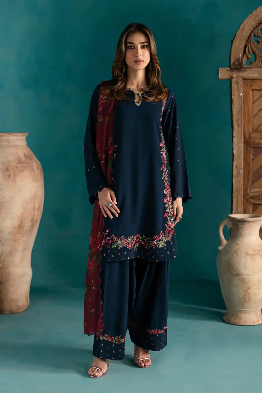 ZSR 3123 Navy Blue Pure Natural Crep Silk with Embroidery Work & Digital Print Salwar Suit . Now at just ₹2049. Delivery 4-6 Working Days. | Jump Suits, Salwar suit, Designer Suits, Casual Suits, Creative suits, Palazzo Suits, Party Wear Suits, Patiala Suits, Straight Suits