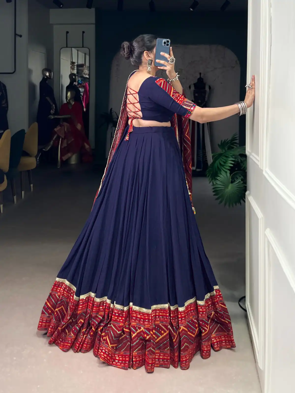 LNB 1661 Navy Blue Pure Rayon Mirror Work & Gamthi Work Lehenga Choli in . Affordable Price ₹4199. Delivery 4-6 Working Days. Shop now. | Lehenga, Bollywood Lehenga, Creative Lehenga, Designer Lehenga, Embroidered Lehenga, Party Wear Lehenga
