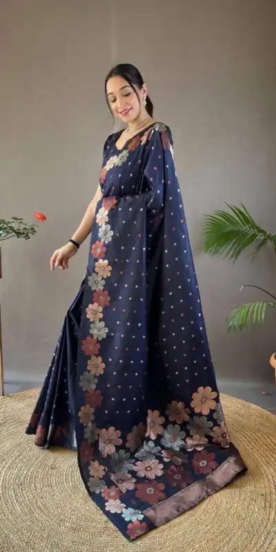 KP 6003 Navy Blue Soft Lichi Silk Cloth Lace Work & Lace Border Saree in Best Price ₹1399. Delivery 4-6 Working Days. Shop now. | Sarees, Bollywood Sarees, Creative Sarees, Designer Sarees, Embroidered Sarees, Ethnic Saree, Modern Digital sarees, Party Wear Sarees