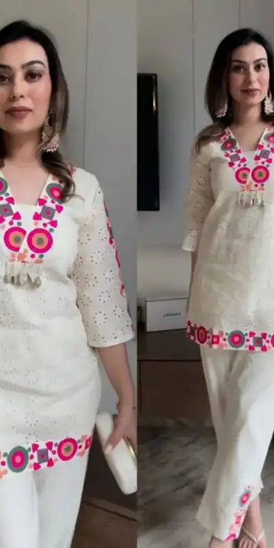 ZSR 3137 Off White | Off White Cotton Salwar Suit with Embroidery Work & Thread Embroidery. Introductory Price ₹1899. Delivery 4-6 Working Days. Shop now. | Jump Suits, Tops & Bottoms, Track Suits, Trendy Wear, Salwar suit, Designer Suits, Casual Suits, Creative suits, Palazzo Suits, Party Wear Suits, Patiala Suits, Straight Suits