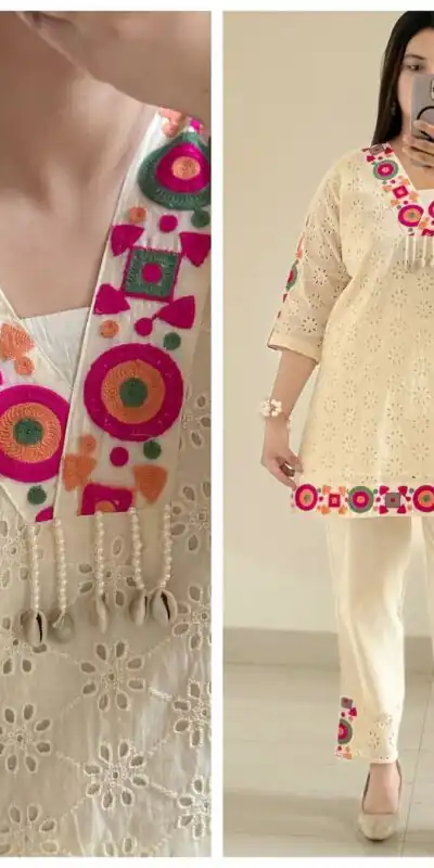 ZSR 3137 Off White Cotton With Embroidery Work & Thread Embroidery. Salwar Suit Introductory Price ₹1899. Delivery 4-6 Working Days. Shop now. | Jump Suits, Tops & Bottoms, Track Suits, Trendy Wear, Salwar suit, Designer Suits, Casual Suits, Creative suits, Palazzo Suits, Party Wear Suits, Patiala Suits, Straight Suits