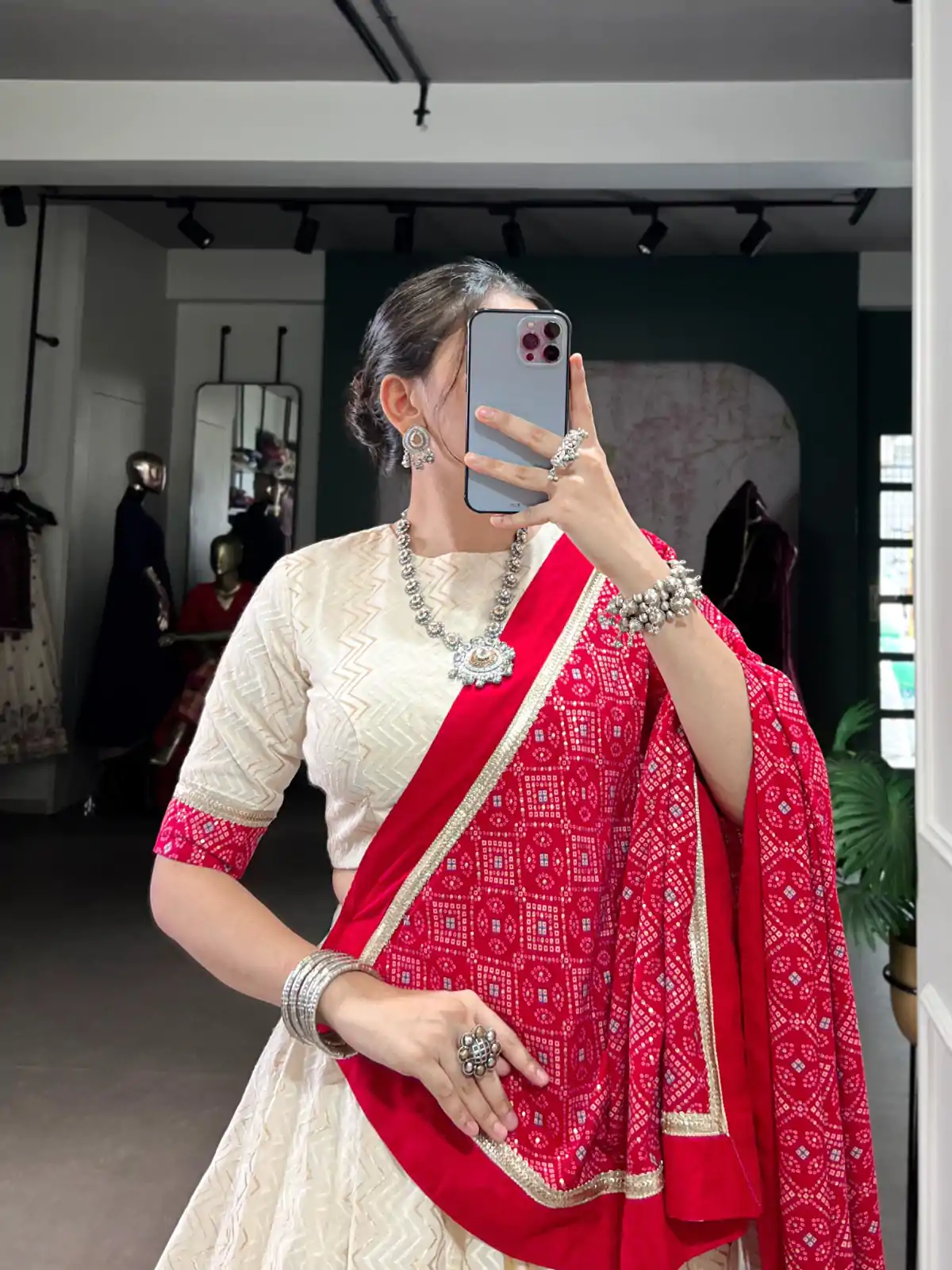 LNB 1669 Off White Cotton Sequins Work & Bandhej Print Lehenga Choli in . Best Price ₹3099. Delivery 4-6 Working Days. Shop now. | Lehenga, Bollywood Lehenga, Creative Lehenga, Designer Lehenga, Embroidered Lehenga, Party Wear Lehenga